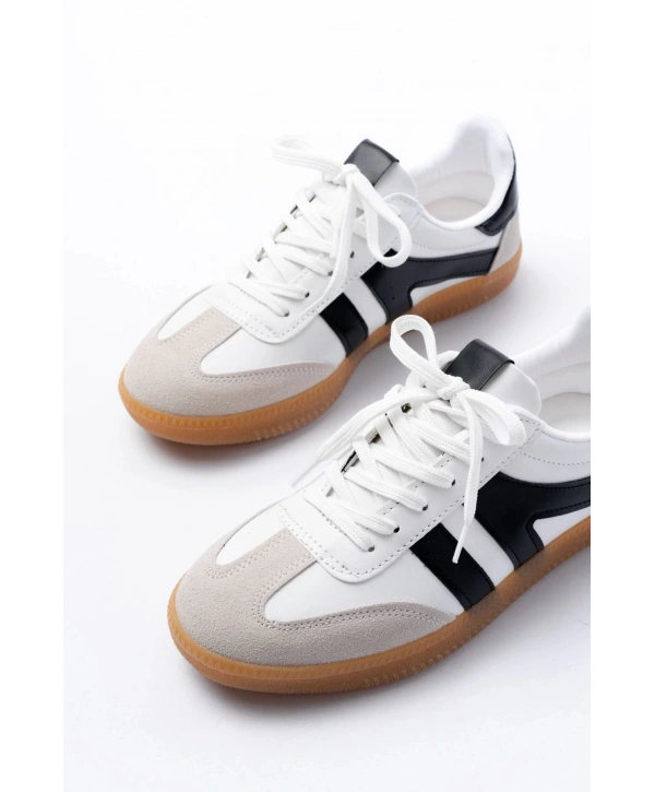 M-1004 Beyaz Bağcıklı Termo Taban Günlük Kadın Spor