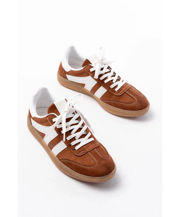 M-1004 Taba Süet Bağcıklı Termo Taban Günlük Kadın Spor