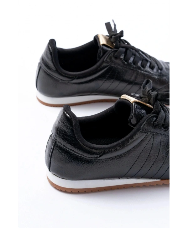 M-1009 Siyah Rugan Bağcıklı Günlük Kadın Spor