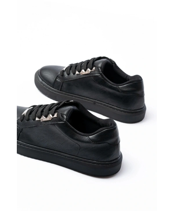 P-910 Siyah Bağcıklı Taban Dikişli Günlük Kadın Spor