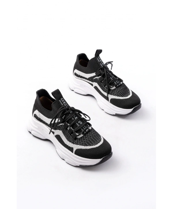 3001  Siyah Bağcıklı Fileli Günlük Spor Ayakkabı