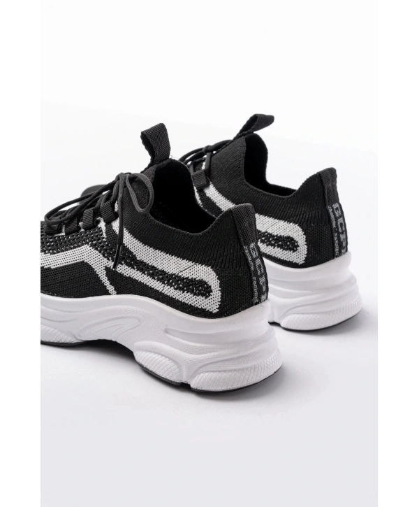 3001  Siyah Bağcıklı Fileli Günlük Spor Ayakkabı