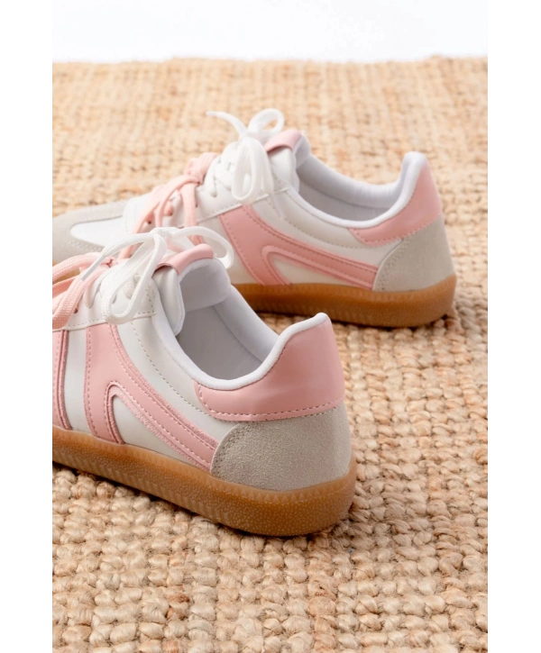 M-6005 Pudra Garni  Bağcıklı Termo Taban Günlük Kadın Spor