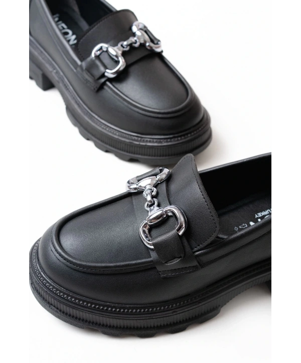 745-773 Siyah Günlük Yüksek Tabanlı Loafer Ayakkabı