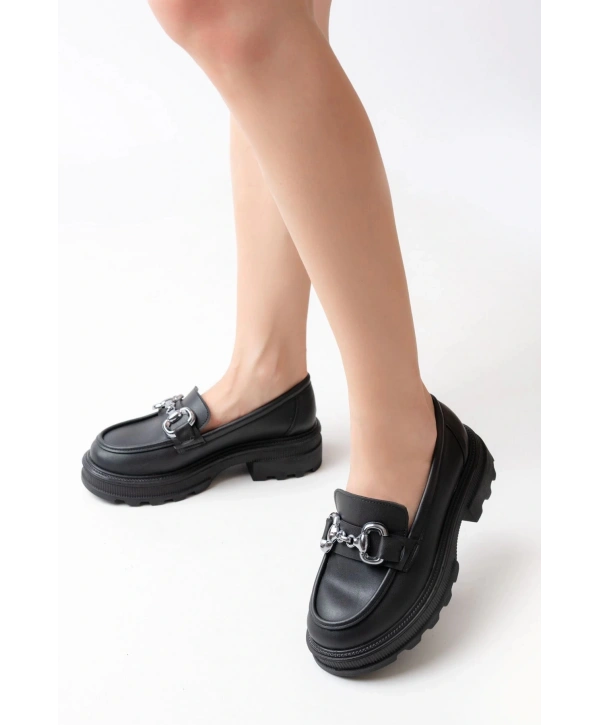 745-773 Siyah Günlük Yüksek Tabanlı Loafer Ayakkabı