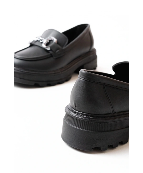 745-773 Siyah Günlük Yüksek Tabanlı Loafer Ayakkabı