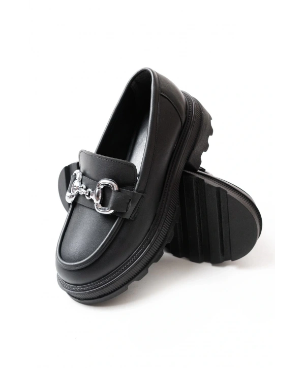 745-773 Siyah Günlük Yüksek Tabanlı Loafer Ayakkabı