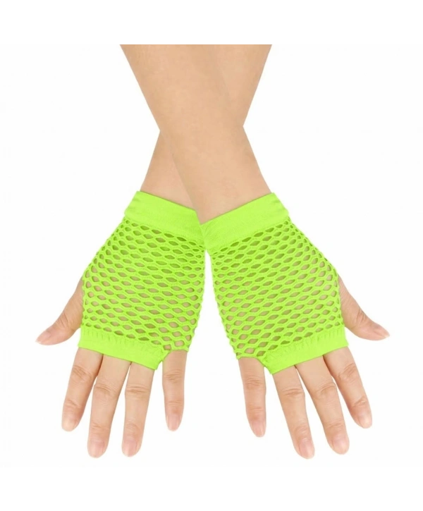 80’ler 90’lar Retro Neon Yeşil File Parmaksız Kısa Eldiven 11 Cm