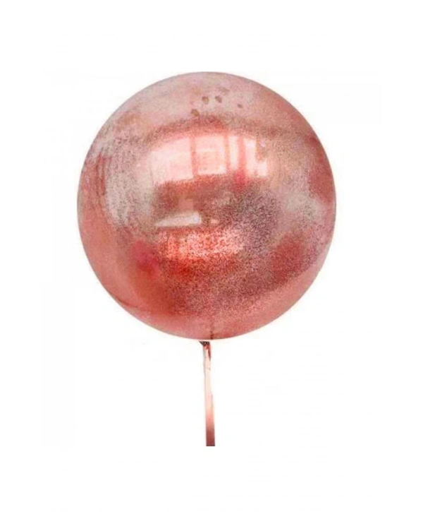 Kırmızı Simli Yuvarlak Şeffaf Balon 24 İnç