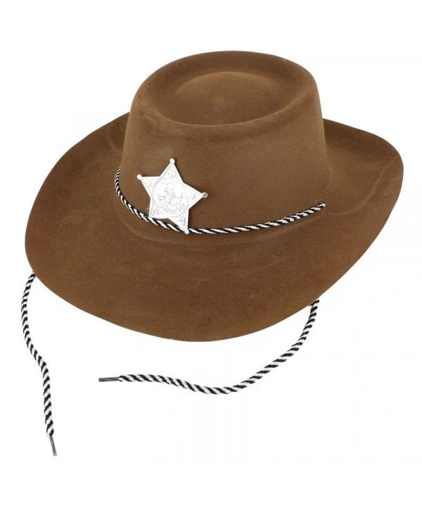 Çocuk Kovboy Şapkası Plastik Üzeri Flok Kaplama Açık Kahverengi