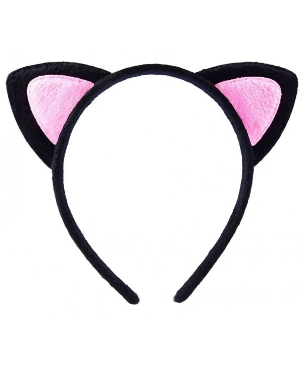 Sevimli Kedi Kulak Pofuduk Kedi Taç Siyah İçi Pembe Renk 17x15 Cm