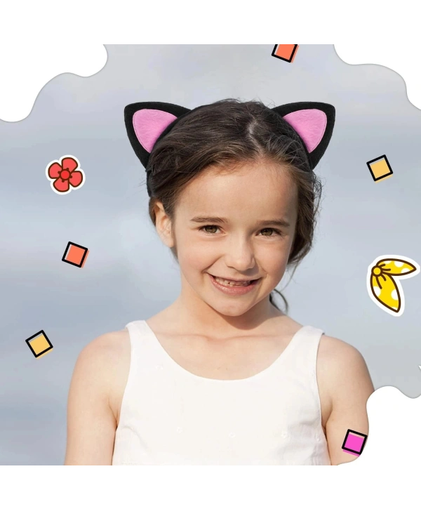 Sevimli Kedi Kulak Pofuduk Kedi Taç Siyah İçi Pembe Renk 17x15 Cm