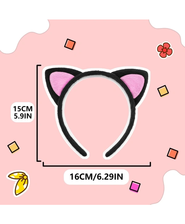 Sevimli Kedi Kulak Pofuduk Kedi Taç Siyah İçi Pembe Renk 17x15 Cm