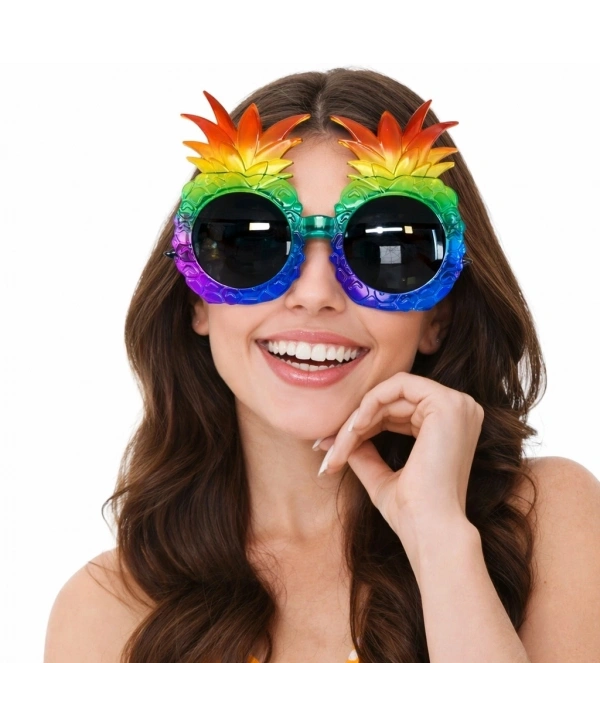 Tropikal Ananas Tasarımlı Renkli Hawaii Parti Gözlüğü