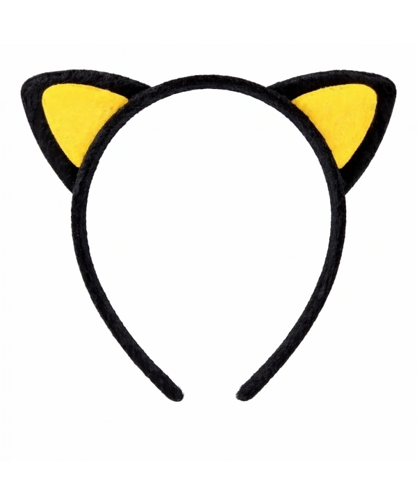 Peluş Kedi Kulak Taç Sarı Siyah – Çocuk Parti  Kostüm Tacı