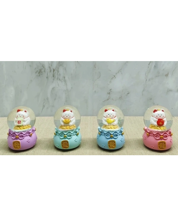 Şans Kedisi Işıklı Kar Küresi Alk4914