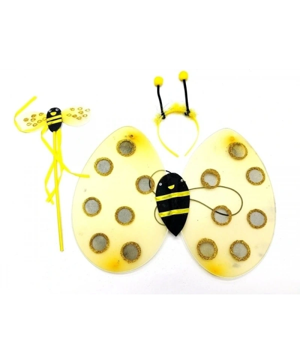 Gösteri Arı Kostüm Seti – Çocuklar İçin Kanat, Taç Ve Asa Aksesuarı