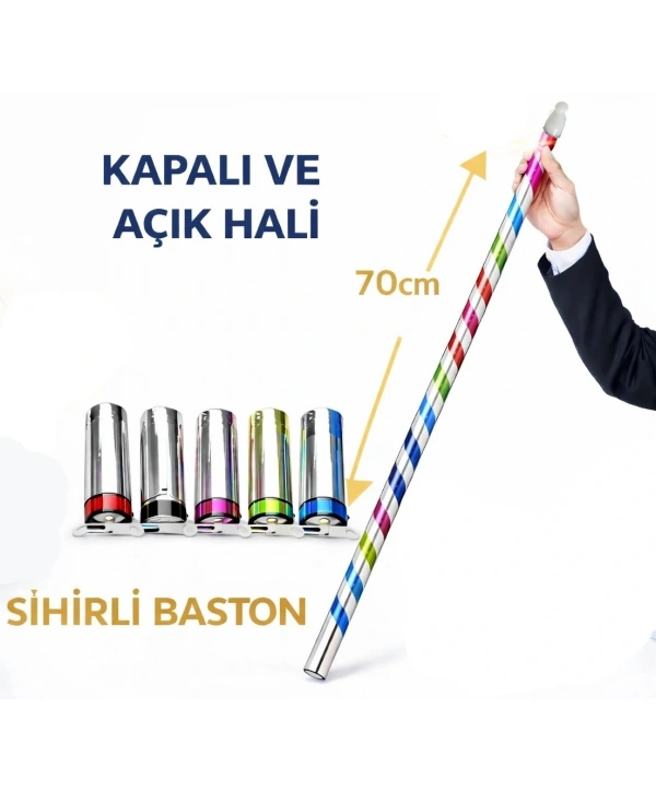 Sihirli Açılır Baston – Mendilden Bastona İlizyon Oyunu (70 Cm)