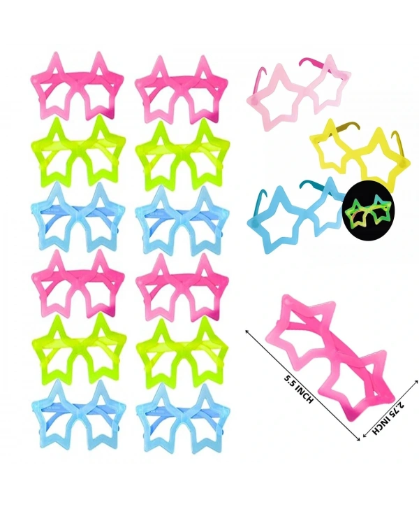 Fosforlu Yıldız Model Glow Parti Gözlüğü Karanlıkta Yanan Gözlükler 12 Adet