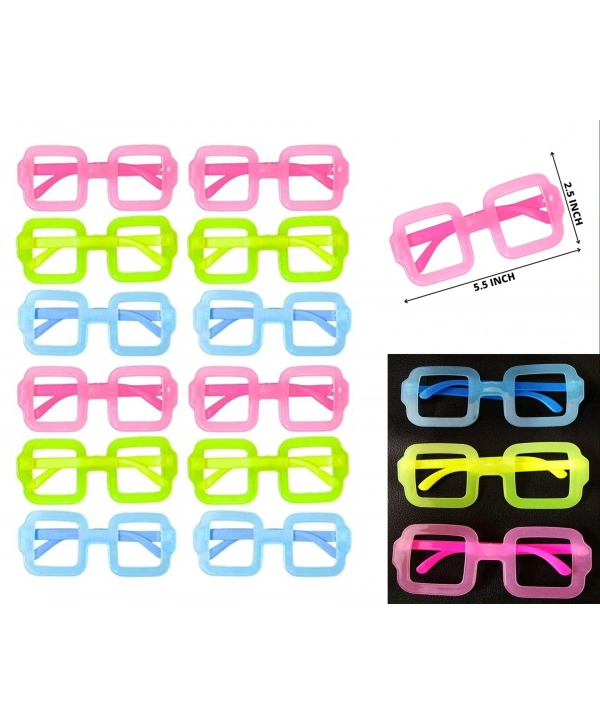 Fosforlu Kare Model Glow Parti Gözlüğü Karanlıkta Yanan Gözlükler 12 Adet