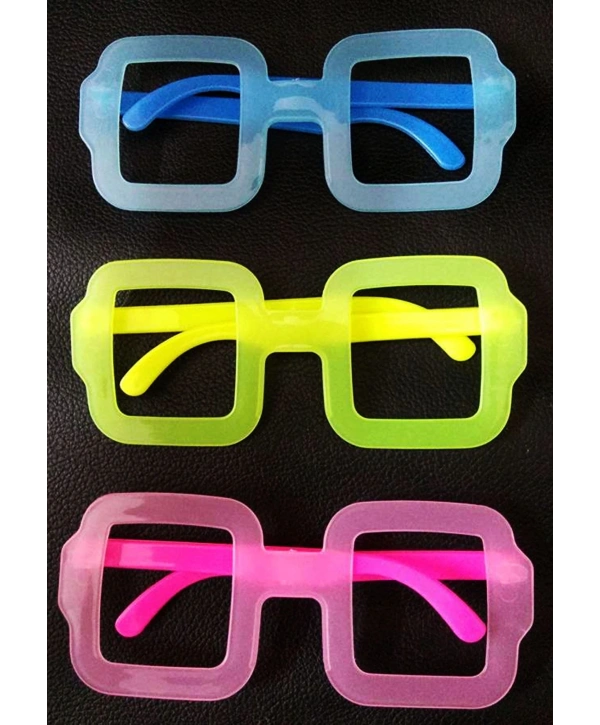 Fosforlu Kare Model Glow Parti Gözlüğü Karanlıkta Yanan Gözlükler 12 Adet