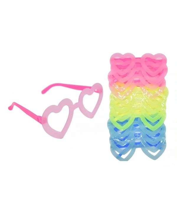 Fosforlu Kalp Model Glow Parti Gözlüğü Karanlıkta Yanan Gözlükler 12 Adet