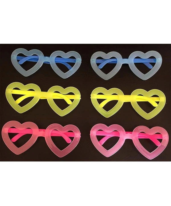 Fosforlu Kalp Model Glow Parti Gözlüğü Karanlıkta Yanan Gözlükler 12 Adet