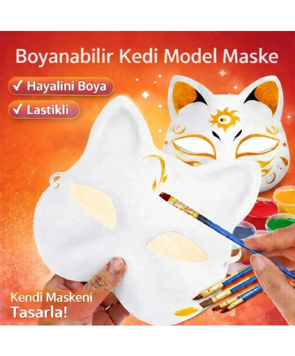 Boyanabilir Kedi Model Maske – Kendi Tasarımını Oluştur