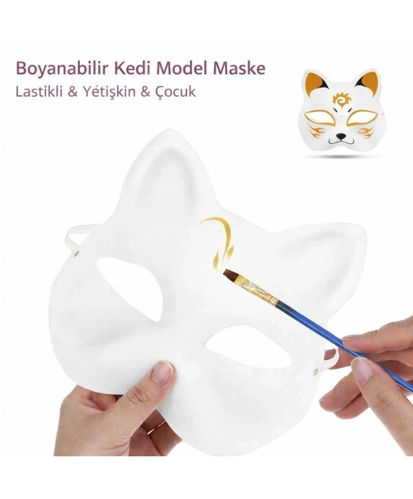 Boyanabilir Kedi Model Maske – Kendi Tasarımını Oluştur