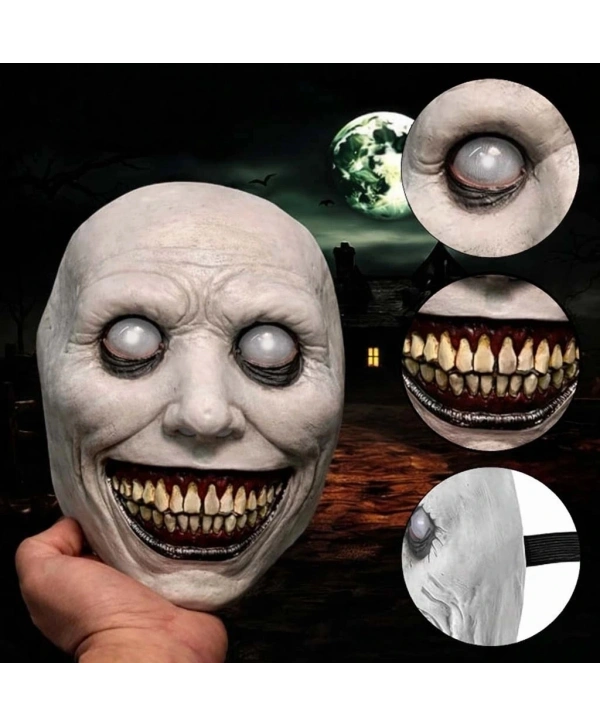 Dehşet Gülüşlü Donuk Göz Efektli Korku Maskesi 22x18 Cm
