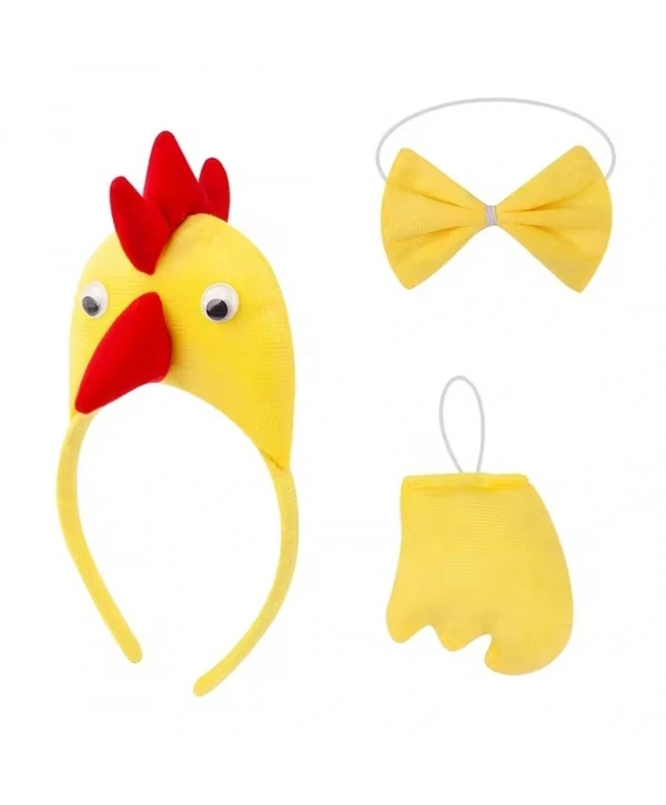 Horoz – Tavuk Kostüm Aksesuar Seti - Taç Papyon Kuyruk