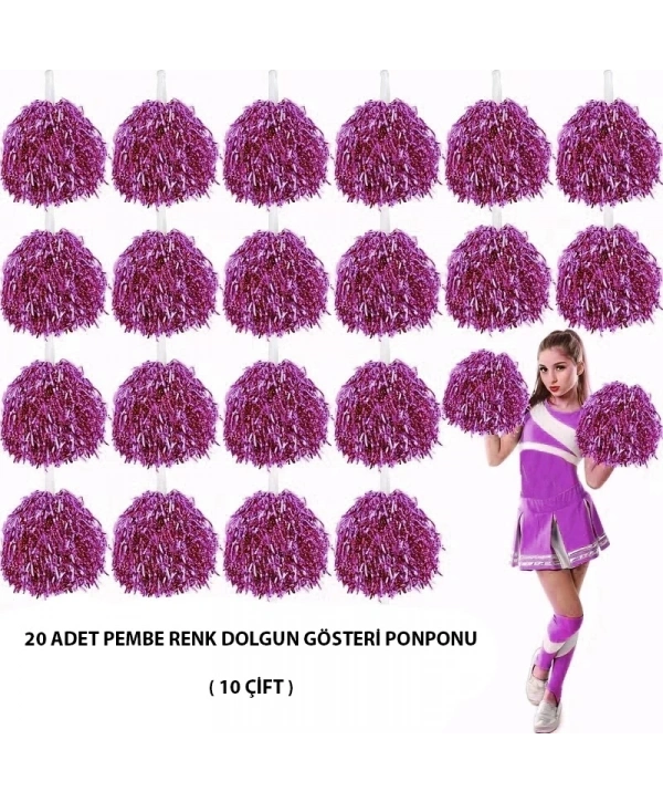 10 Çift ( 20 Adet ) Pembe Renk 23 Nisan 19 Mayıs 29 Ekim Okul Gösteri Ponponları