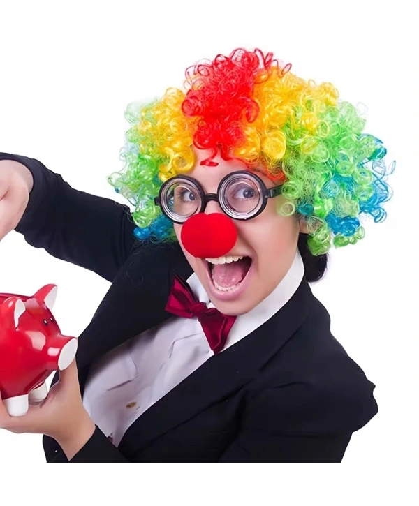 Palyaço Kostüm Aksesuar Seti 3’lü – Peruk Burun Gözlük