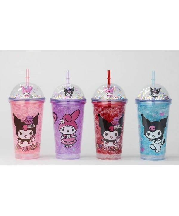 Sevimli Kuromi Işıklı Pipetli Boncuklu Suluk & Bardak 400 Ml Alk3144