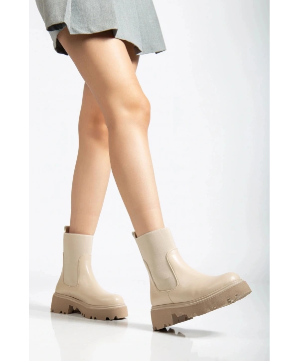 K-815 Bej Lastikli Yüksek Tabanlı Günlük Kadın Bot