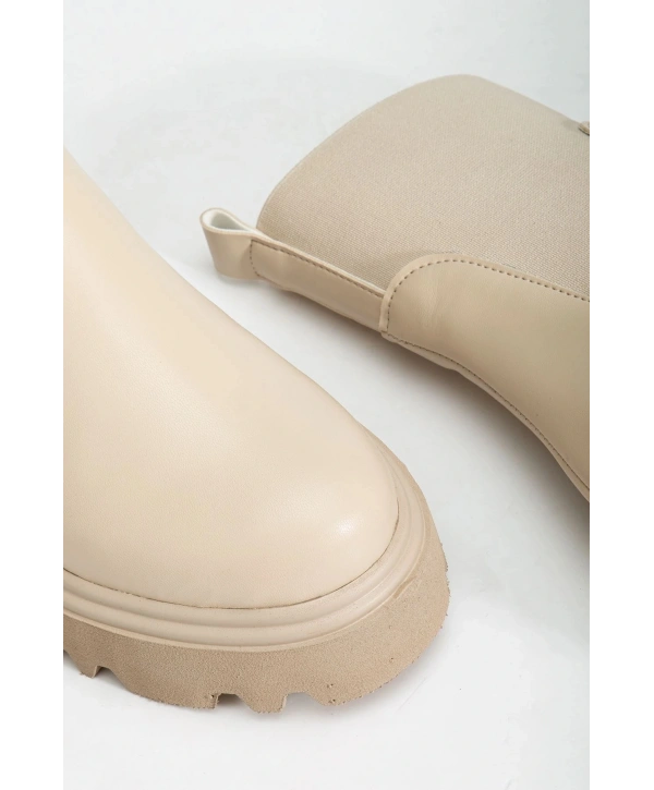 K-815 Bej Lastikli Yüksek Tabanlı Günlük Kadın Bot