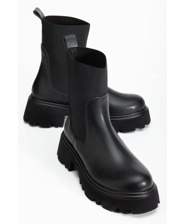 K-815 Siyah Lastikli Yüksek Tabanlı Günlük Kadın Bot