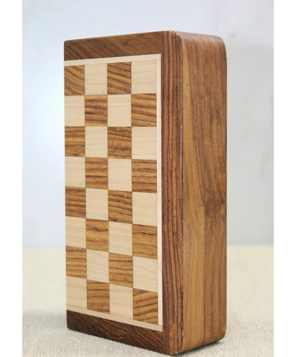 Özel Vernikli Mıknatıs Taşlı Ahşap Katlanabilir Kutulu Satranç Oyunu 17.5 Cm G221