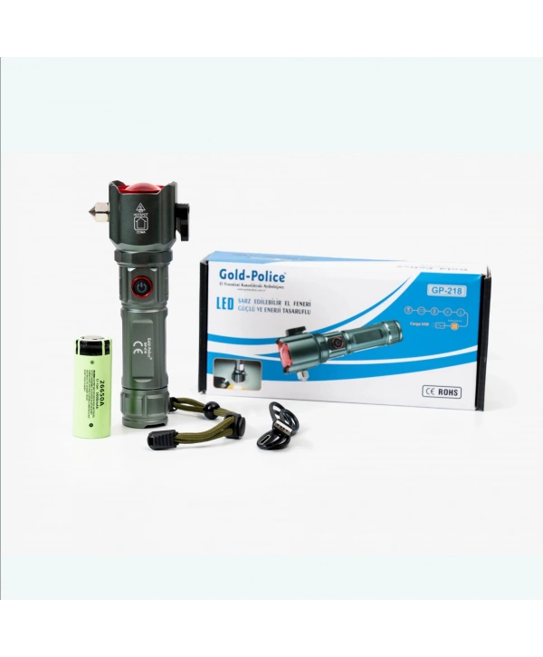 Gold Police Gp-218 Acil Durum El Feneri Güçlü Tg Led 3000 Lümen