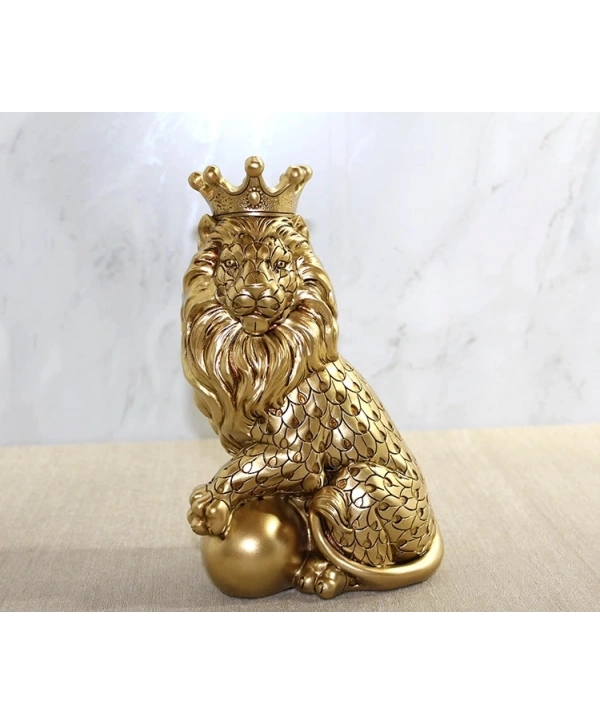 Polyester Dekoratif Taçlı Aslan Figürü Alk2574