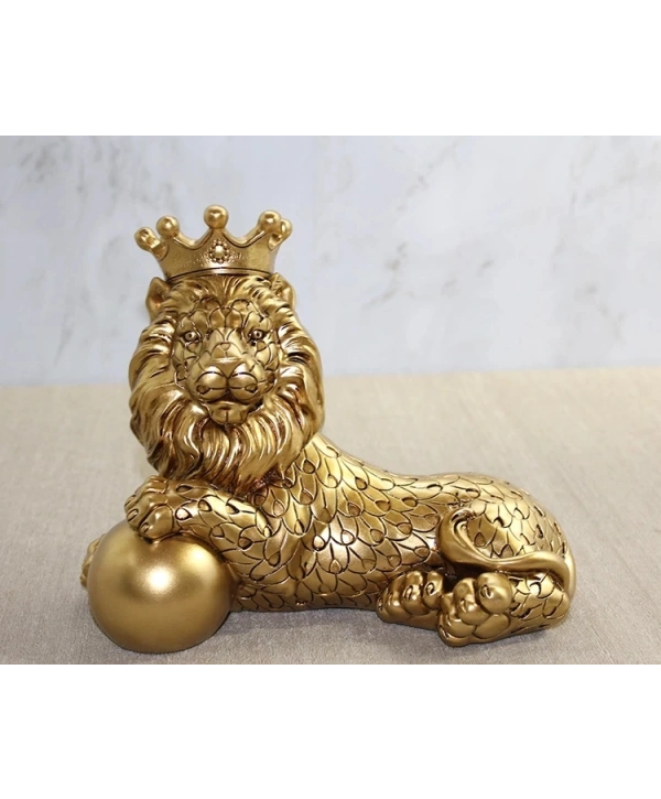 Polyester Dekoratif Taçlı Aslan Figürü Alk2575