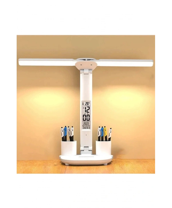 Led Dokunmatik Katlanabilir Masa Lambası Takvim Sıcaklık Saat Şarjlı Masa Lambası