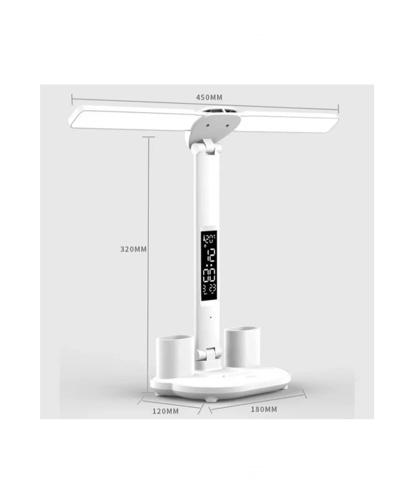 Led Dokunmatik Katlanabilir Masa Lambası Takvim Sıcaklık Saat Şarjlı Masa Lambası