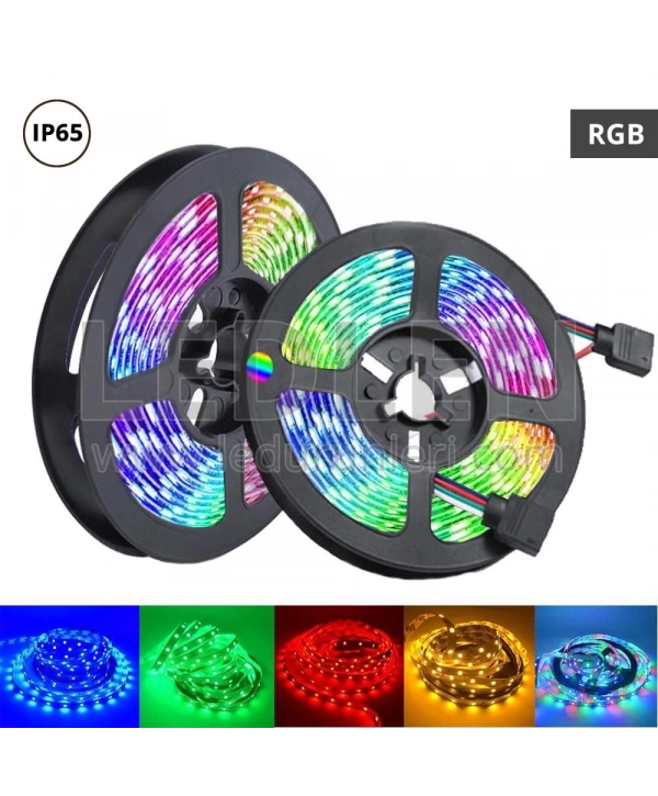 Rgb Şerit 5 Metre 16 Renkli Kumandalı Adaptörlü Çift Taraflı Bant