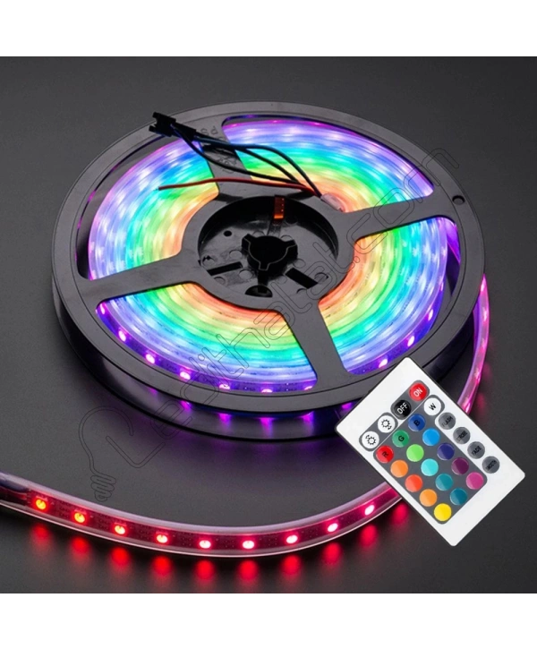 Rgb Şerit 5 Metre 16 Renkli Kumandalı Adaptörlü Çift Taraflı Bant