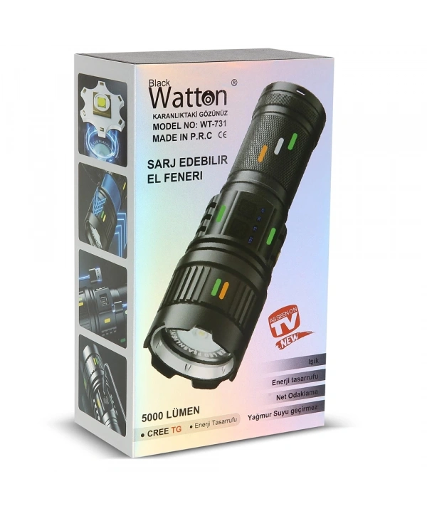 5000 Lümen Cree Tg Led Şarj Göstergeli El Feneri  Wt-731