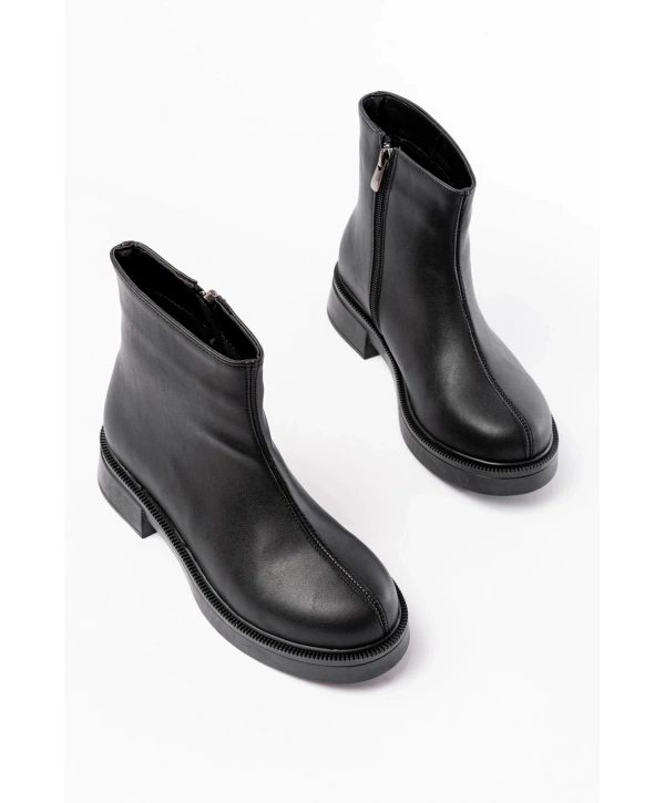 02-3033 Siyah Fermuarlı Günlük Kadın Bot