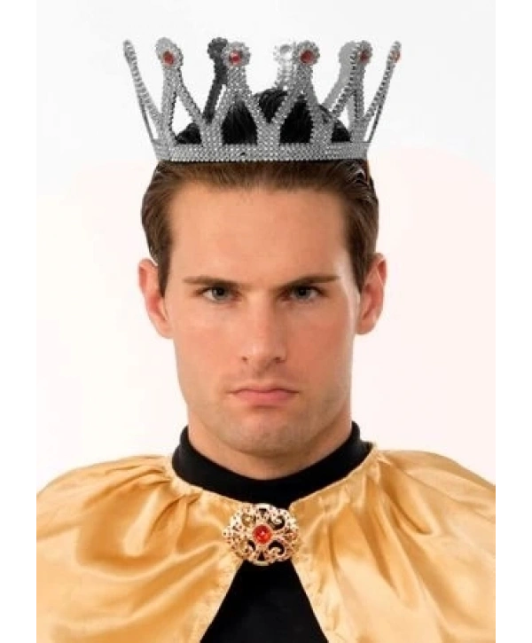 Gümüş Renk Çocuk Ve Yetişkin Uyumlu Kral Tacı