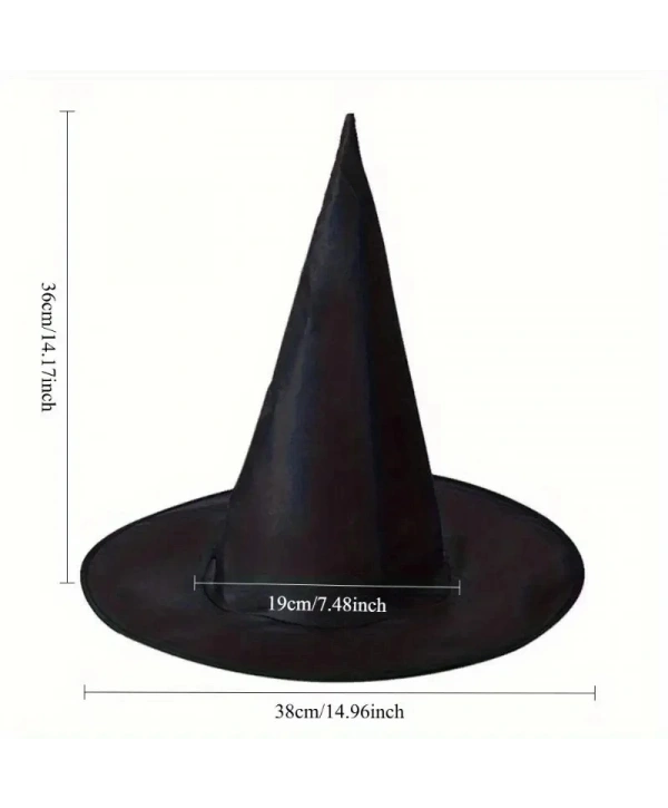 8 Adet Siyah Cadı Şapkası – Yetişkin  Çocuk Kostüm Aksesuarı