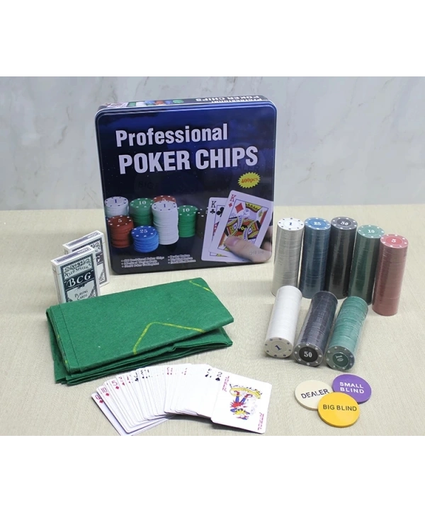 Metal Kutulu 400 Chip Ve 2 Adet İskambil  Kağit Setine Sahip Poker Oyunu Alk3538